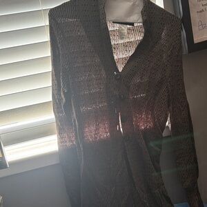 Jones New York Brown Marled Button-Front Cardigan